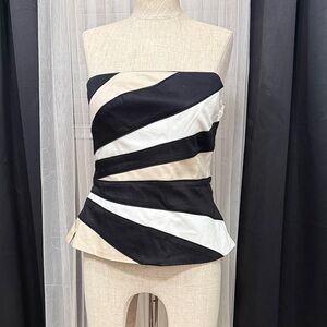 Chic Black and White Strapless Top